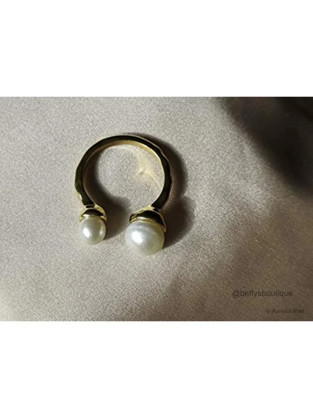 18K Gold Plated Freshwater Cultured Pearl Open Cuff Ring Stackable Midi Knuckle